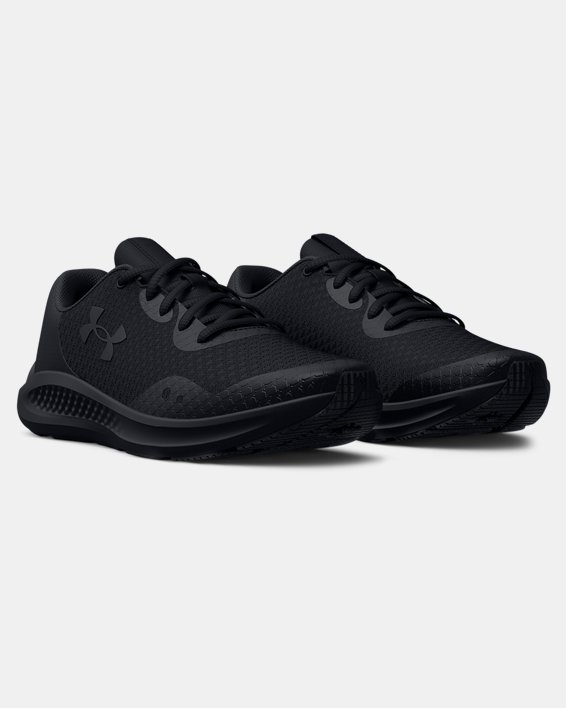 Boys' Grade School UA Charged Pursuit 3 Running Shoes, Black, pdpMainDesktop image number 3